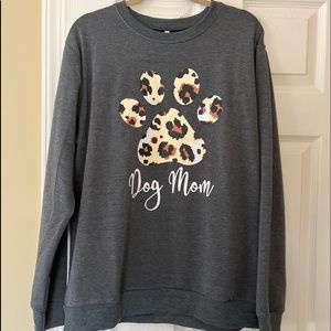 grey dog mom long sleeve top